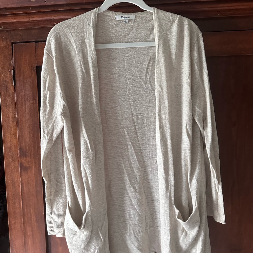 Madewell Cream Open-Front Cardigan